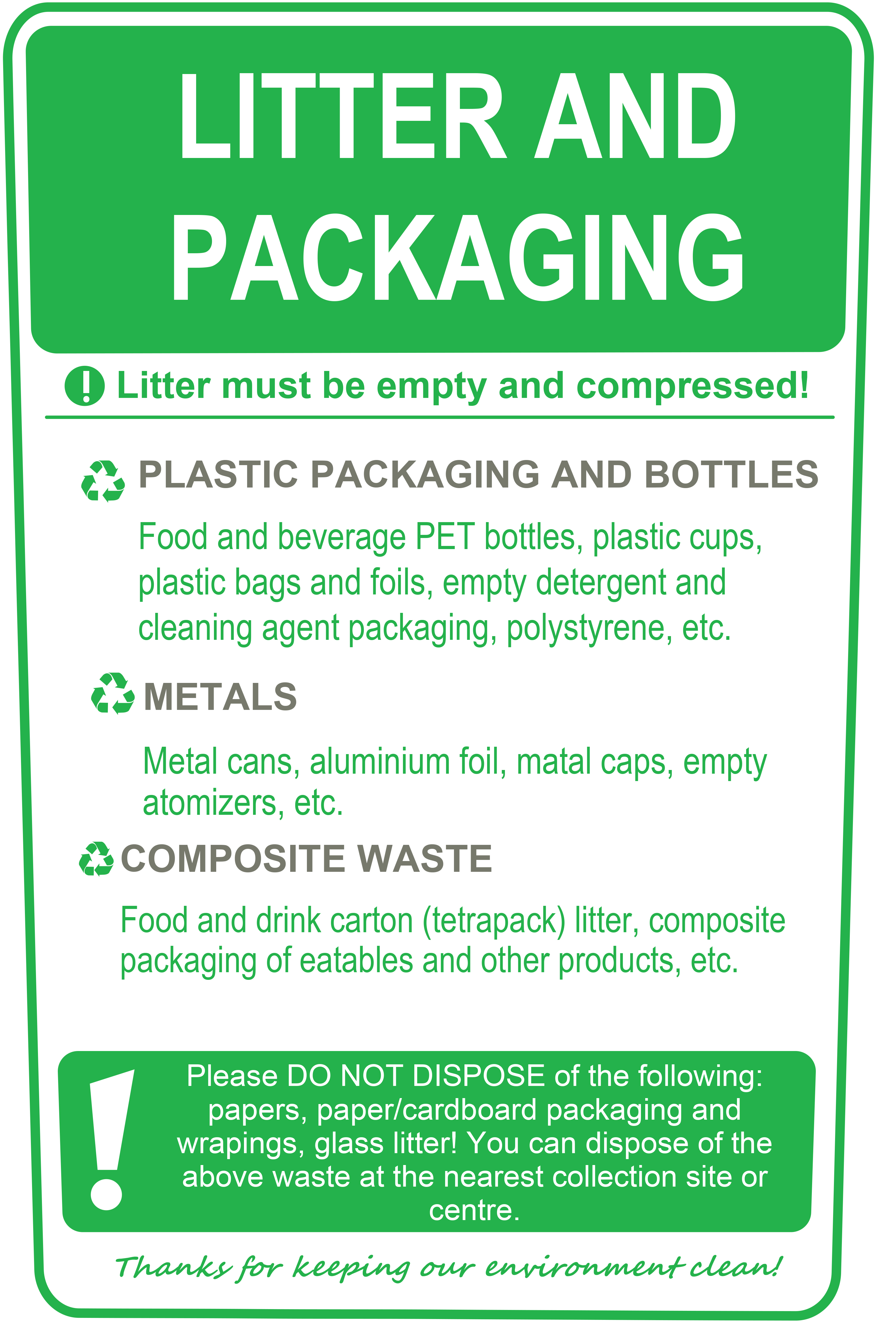 LITTER AND PACKING Mesani komunalni odpadki